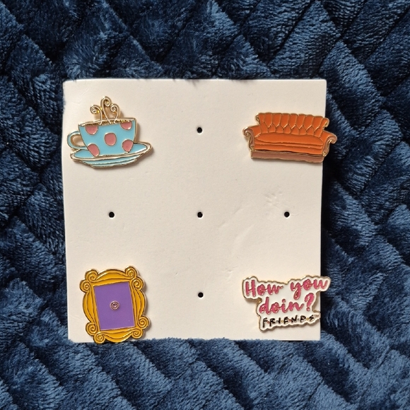 FRIENDS Jewelry - 2/$20 Friends Themed Enamel Pin Set! Brand New!
